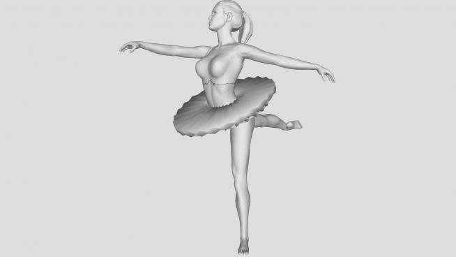 芭蕾舞女雕塑SU模型下载_sketchup草图大师SKP模型