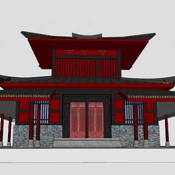 秦宫建筑SU模型下载_sketchup草图大师SKP模型