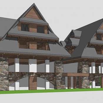 东南亚北部建筑住宅SU模型下载_sketchup草图大师SKP模型