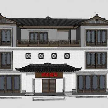 中式岭南风格住宅SU模型下载_sketchup草图大师SKP模型