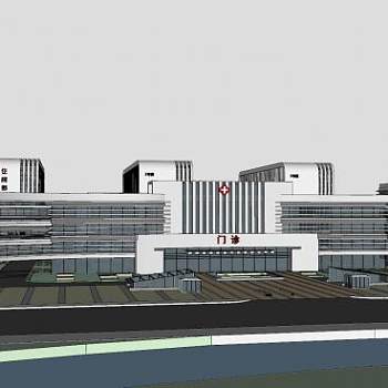 大型医院规划建筑SU模型下载_sketchup草图大师SKP模型