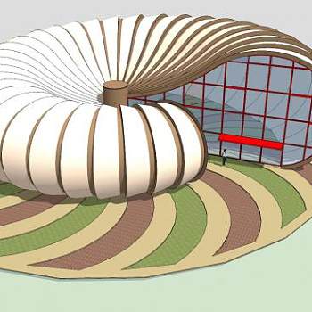 蜗牛形状异形建筑SU模型下载_sketchup草图大师SKP模型