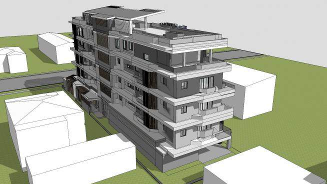 单元楼住宅建筑SU模型下载_sketchup草图大师SKP模型