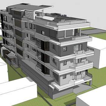 单元楼住宅建筑SU模型下载_sketchup草图大师SKP模型