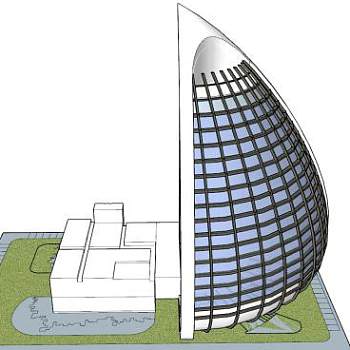 帆船异型楼房建筑SU模型下载_sketchup草图大师SKP模型