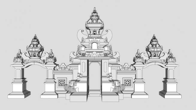 巴厘岛海神庙大门SU模型下载_sketchup草图大师SKP模型