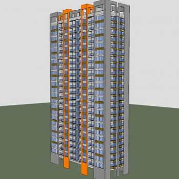 公寓高层建筑SU模型下载_sketchup草图大师SKP模型