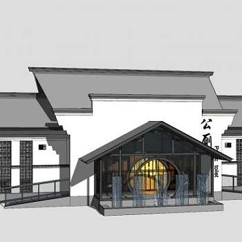 新中式公共卫生间厕所SU模型下载_sketchup草图大师SKP模型