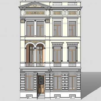 意大利文艺复兴风格的联排别墅SU模型下载_sketchup草图大师SKP模型