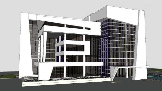 现代办公楼建筑sketchup模型下载_sketchup草图大师SKP模型