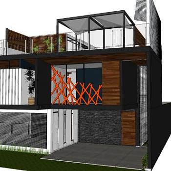 集装箱建筑住宅别墅SU模型下载_sketchup草图大师SKP模型