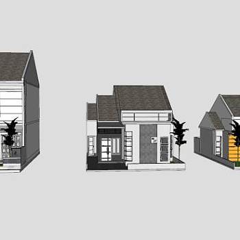 美式住宅房子SU模型下载_sketchup草图大师SKP模型