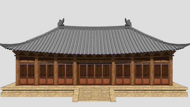 传统屋顶建筑宫殿SU模型下载_sketchup草图大师SKP模型