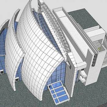 千禧教会堂建筑SU模型下载_sketchup草图大师SKP模型