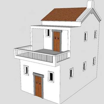 简单房子自建房SU模型下载_sketchup草图大师SKP模型