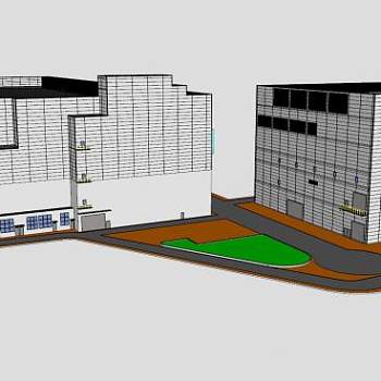 东莞工厂厂房建筑SU模型下载_sketchup草图大师SKP模型