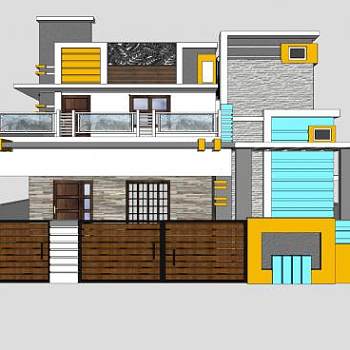 特色乡村别墅建筑SU模型下载_sketchup草图大师SKP模型