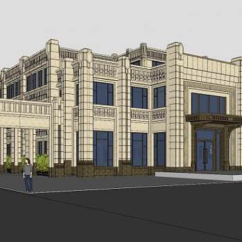 现代欧式会所建筑SU模型下载_sketchup草图大师SKP模型