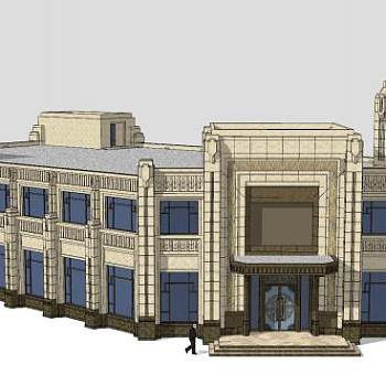 欧式新古典风格会所建筑SU模型下载_sketchup草图大师SKP模型