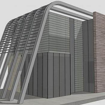 现代钢筋混凝土建筑SU模型下载_sketchup草图大师SKP模型