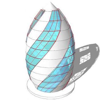 异形建筑松果形状SU模型下载_sketchup草图大师SKP模型