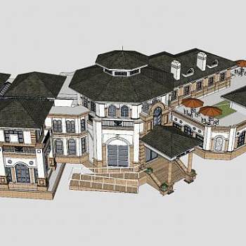 欧式建筑会所SU模型下载_sketchup草图大师SKP模型