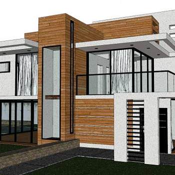 现代别墅住宅设计SU模型下载_sketchup草图大师SKP模型