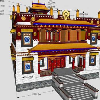 藏式寺庙建筑SU模型下载_sketchup草图大师SKP模型