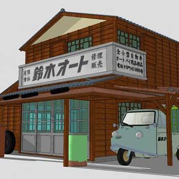 日本木房子建筑住宅房屋SU模型下载_sketchup草图大师SKP模型