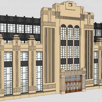 新中式售楼部建筑SU模型下载_sketchup草图大师SKP模型