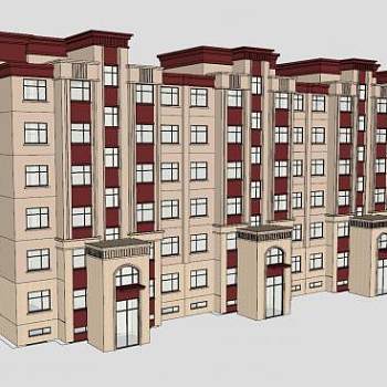 古典住宅楼房建筑SU模型下载_sketchup草图大师SKP模型