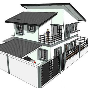 现代风别墅房子建筑SU模型下载_sketchup草图大师SKP模型