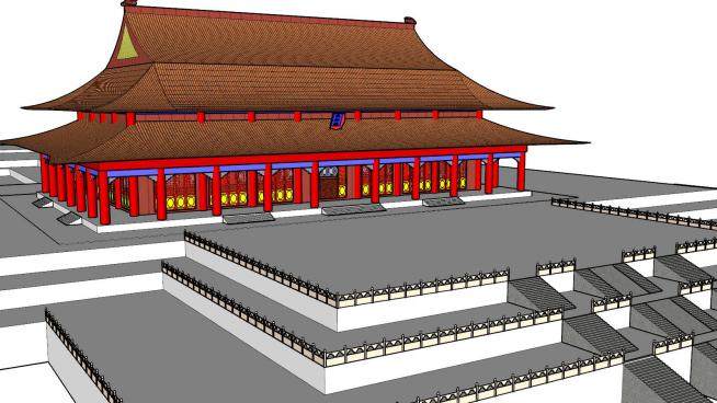 北京宫殿建筑SU模型下载_sketchup草图大师SKP模型