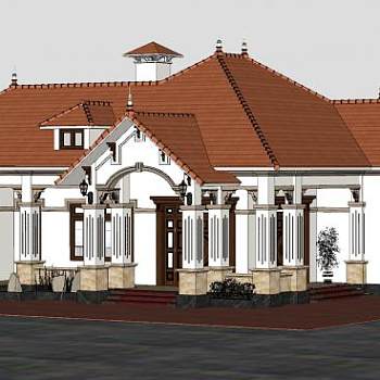 欧式别墅洋房住宅建筑SU模型下载_sketchup草图大师SKP模型