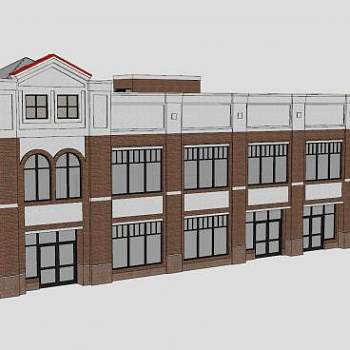 沿街商铺建筑SU模型下载_sketchup草图大师SKP模型