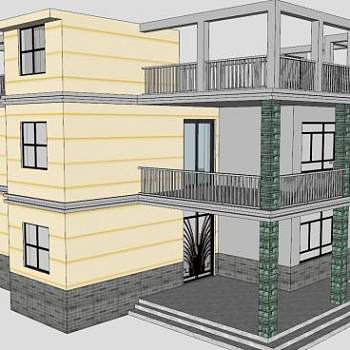 欧式三层别墅SU模型下载_sketchup草图大师SKP模型