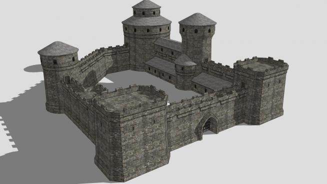 欧洲古代城堡建筑SU模型下载_sketchup草图大师SKP模型