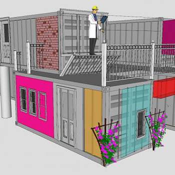 集装箱房屋住宅建筑SU模型下载_sketchup草图大师SKP模型