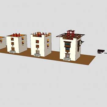 藏式独栋建筑楼房SU模型下载_sketchup草图大师SKP模型