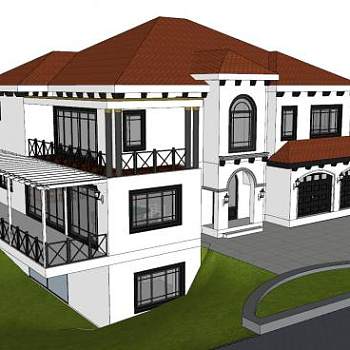 欧式山地别墅建筑sketchup模型下载_sketchup草图大师SKP模型