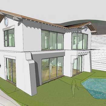 现代风格山地别墅建筑SU模型下载_sketchup草图大师SKP模型