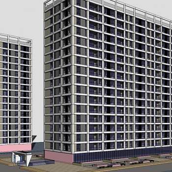 高层楼房住宅SU模型下载_sketchup草图大师SKP模型