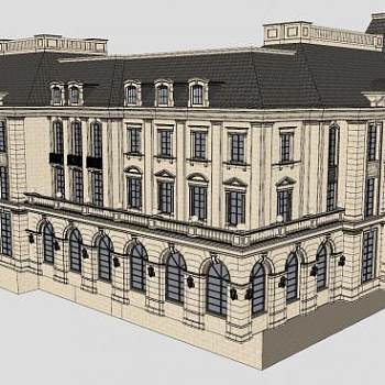 欧式风建筑会所SU模型下载_sketchup草图大师SKP模型