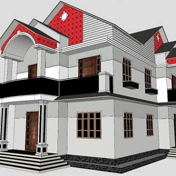 欧式乡村别墅建筑SU模型下载_sketchup草图大师SKP模型