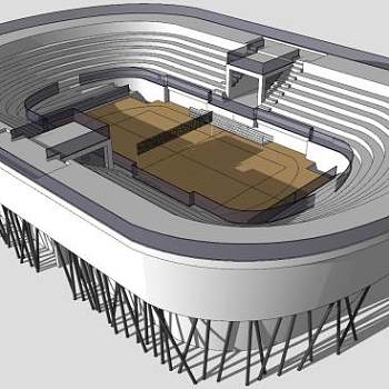 比赛运动场中心建筑SU模型下载_sketchup草图大师SKP模型