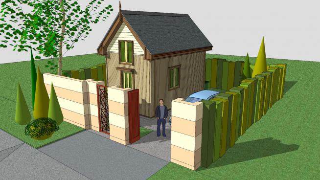 两层小木屋住宅房屋SU模型下载_sketchup草图大师SKP模型