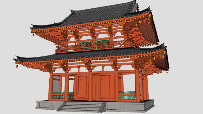 中式古建筑阁楼SU模型下载_sketchup草图大师SKP模型