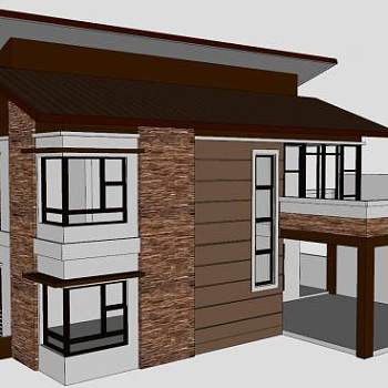 现代两层别墅建筑住宅房屋SU模型下载_sketchup草图大师SKP模型