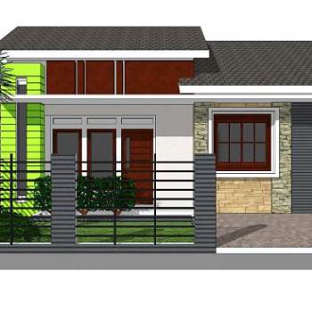 美约风格别墅住宅SU模型下载_sketchup草图大师SKP模型