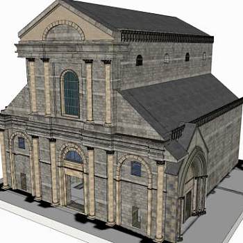 西方教会堂建筑SU模型下载_sketchup草图大师SKP模型